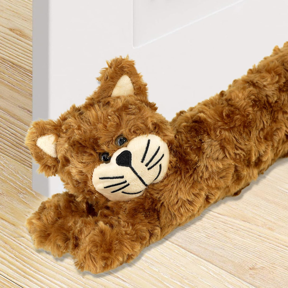 Novelty Draught Excluder for Doors Brown Cat Design by GEEZY - UKBuyZone