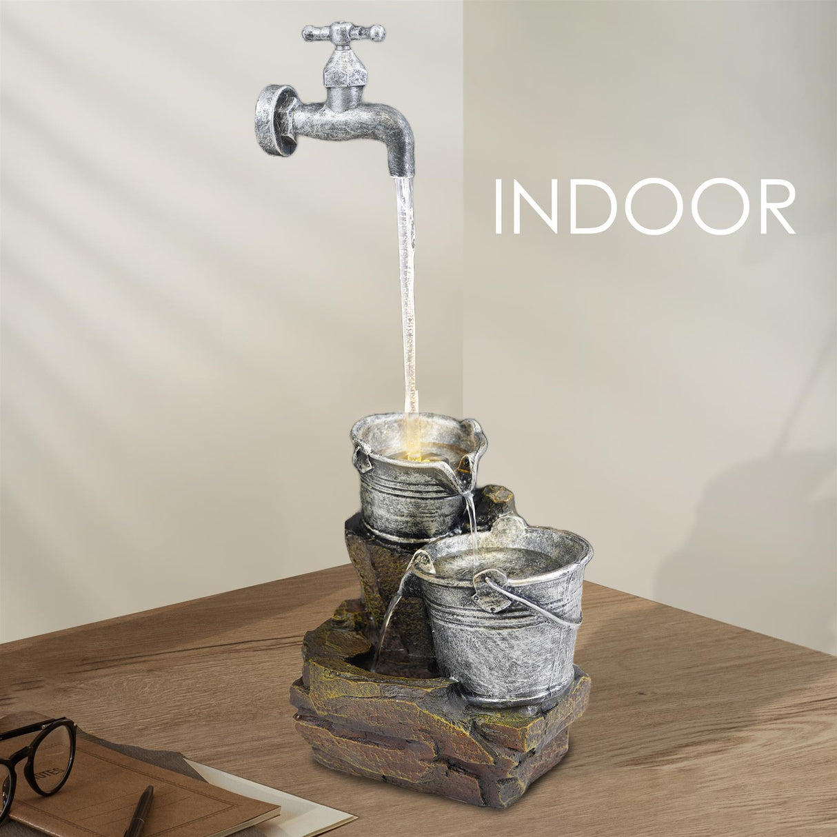 Tap Design Water Feature Outdoor With LED by GEEZY - UKBuyZone