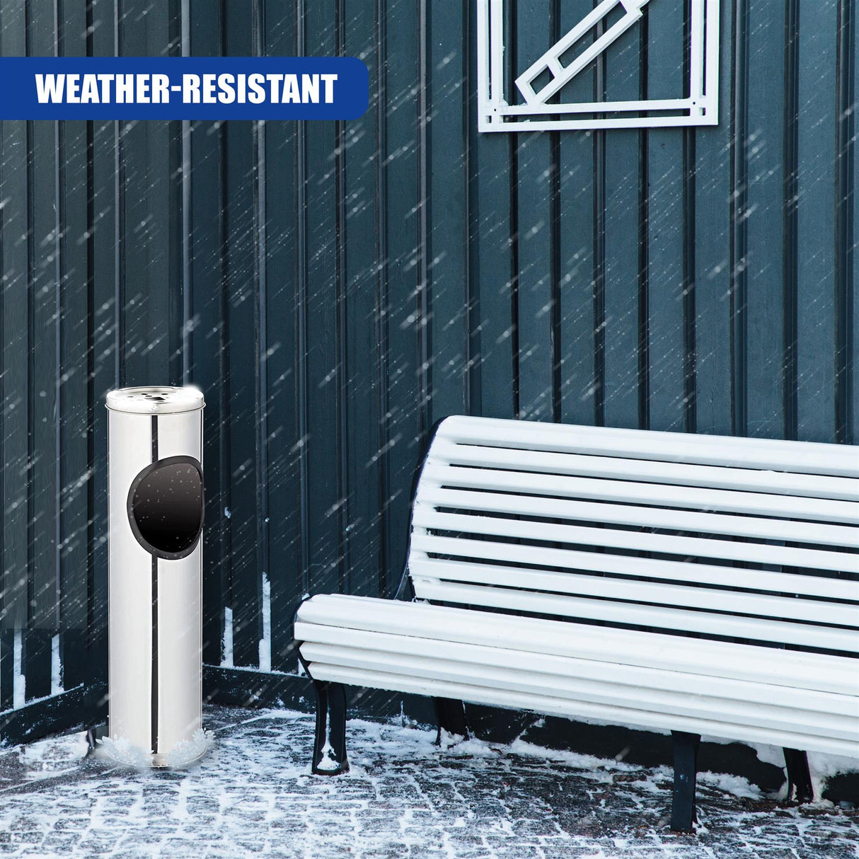 Free Standing Stainless Steel Outdoor Ashtray with Bin