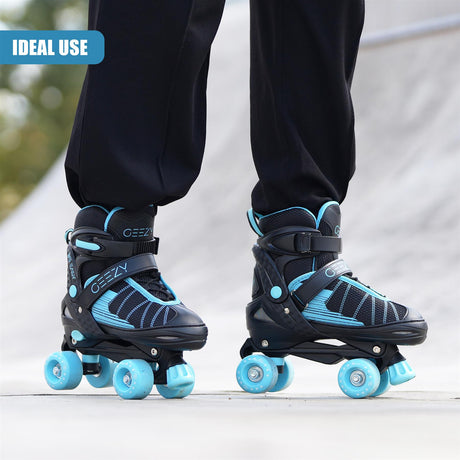 Adjustable Black & Blue Quad Roller Skates for Kids by The Magic Toy Shop - UKBuyZone