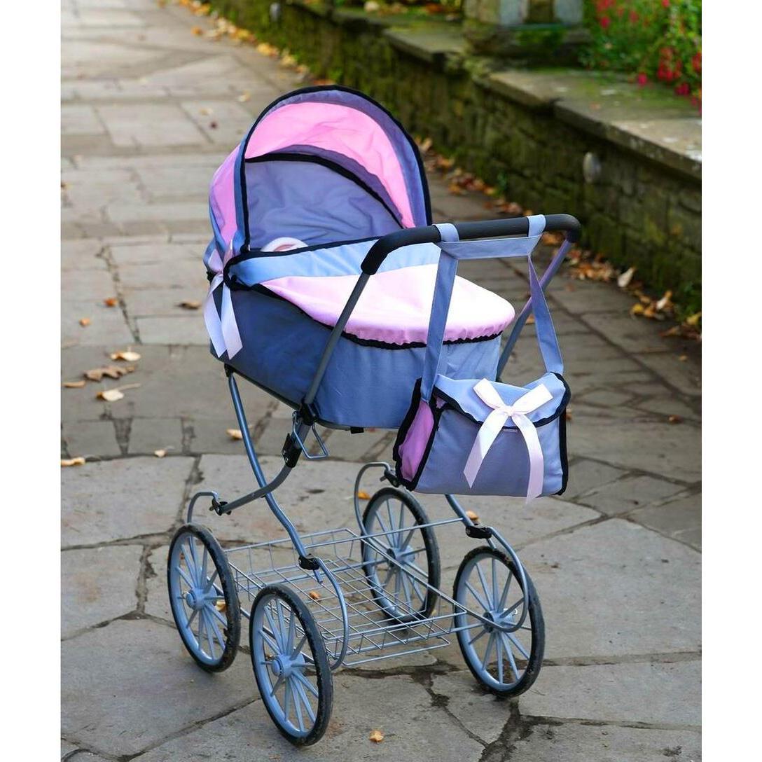 Pink and Grey Dolls Vintage Cambridge Pram by BiBi Doll - UKBuyZone