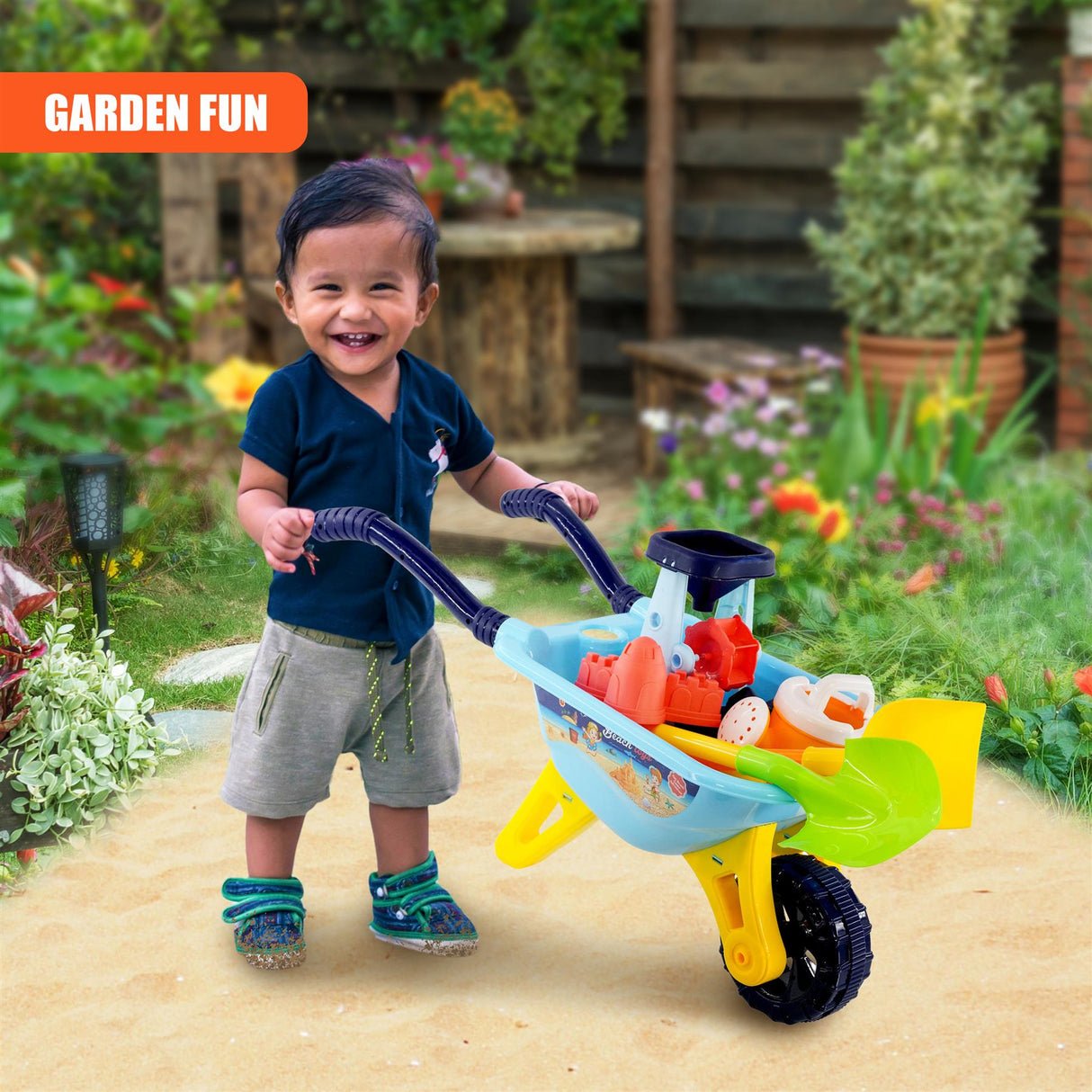 Children Sand and Water Beach Toys Mill, Wheelbarrow Accessories Playset by The Magic Toy Shop - UKBuyZone