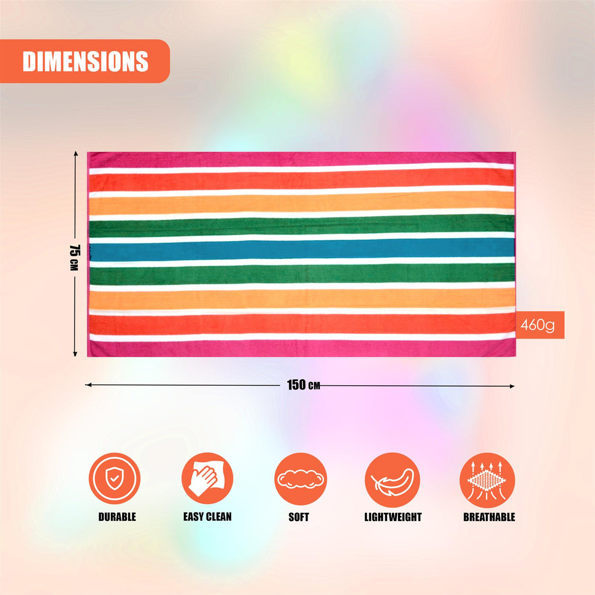 Velour Striped Beach Towel Tropical Burst by Geezy - UKBuyZone