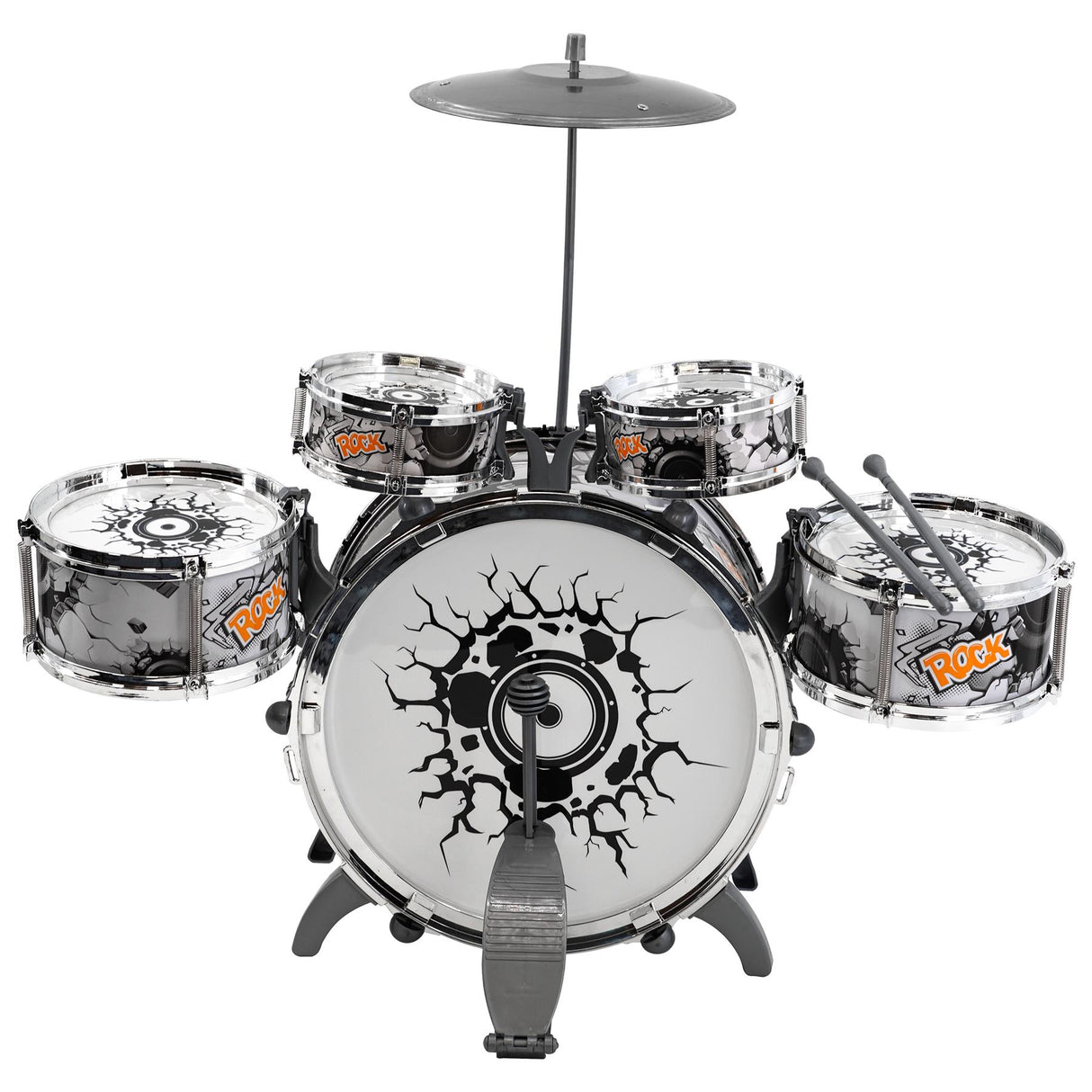 Kids Black and White Drum Kit Play Set by The Magic Toy Shop - UKBuyZone