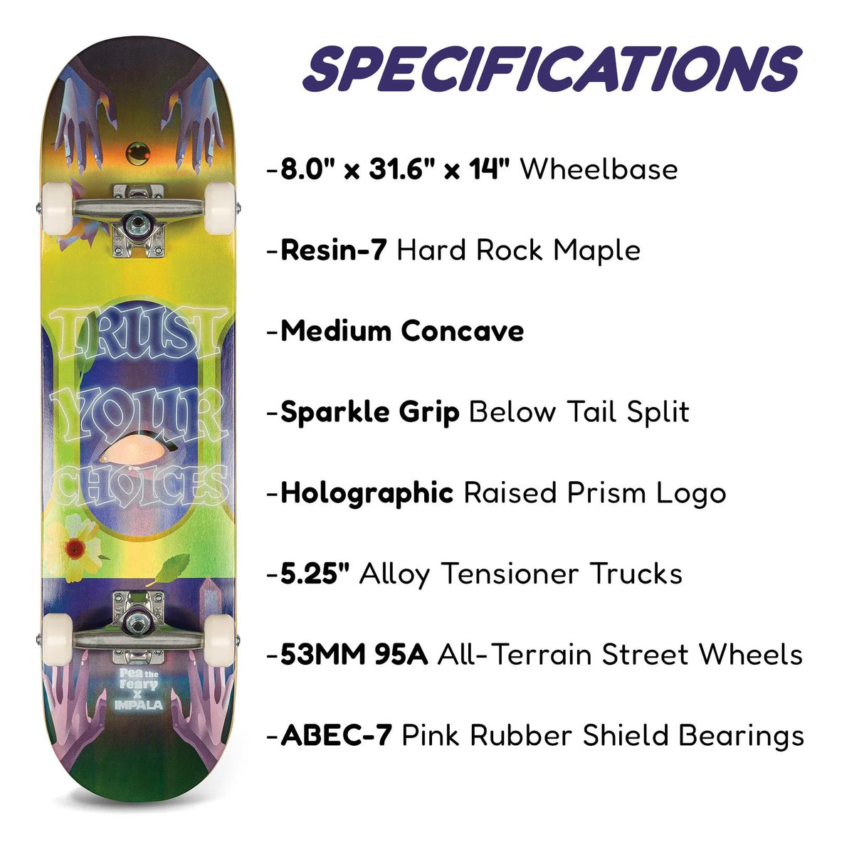 Impala Mystic 8" Complete Skateboard by GEEZY - UKBuyZone