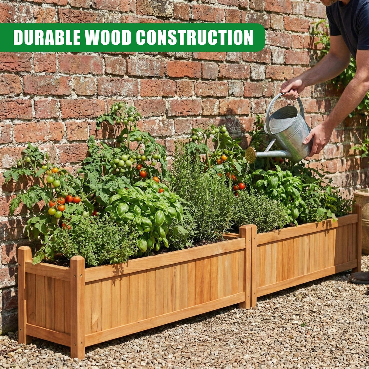 Wooden Large Rectangular Planters 2 Pack