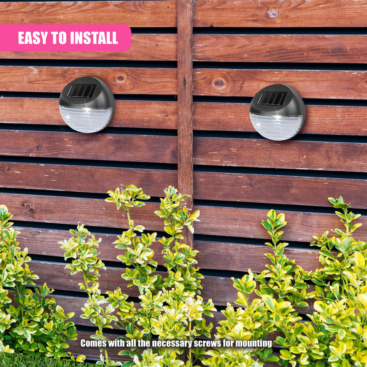 Solar Fence Lights, Set of 4 – Cold White LED, Black by GEEZY - UKBuyZone