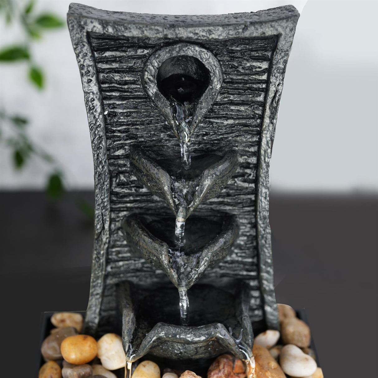 Tiers Water Feature Indoor With LED by GEEZY - UKBuyZone