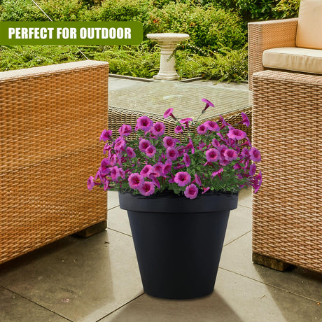 Anthracite Round Flower Planter 26 cm by GEEZY - UKBuyZone