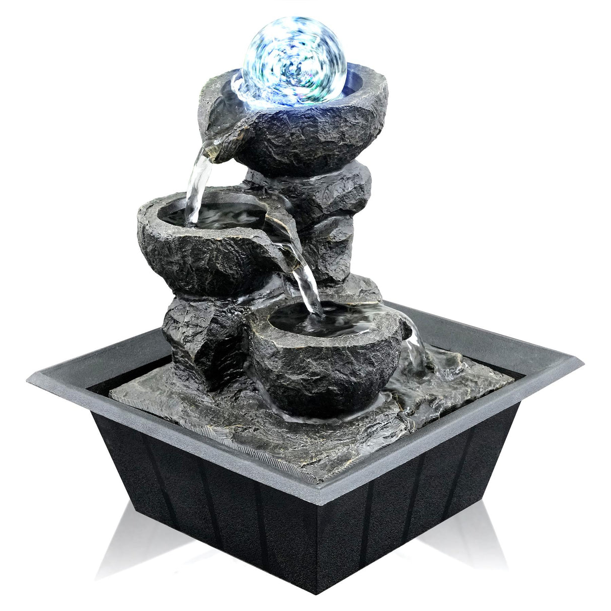 Crystal Ball Water Feature Indoor With LED by GEEZY - UKBuyZone