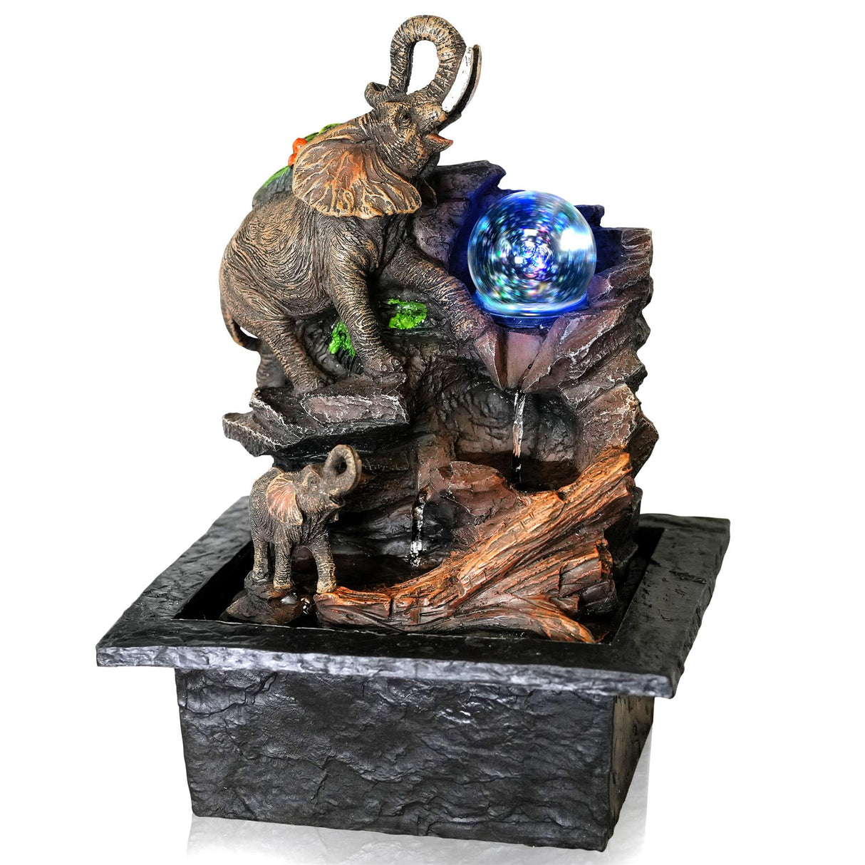 Elephant Water Feature Indoor With LED by GEEZY - UKBuyZone