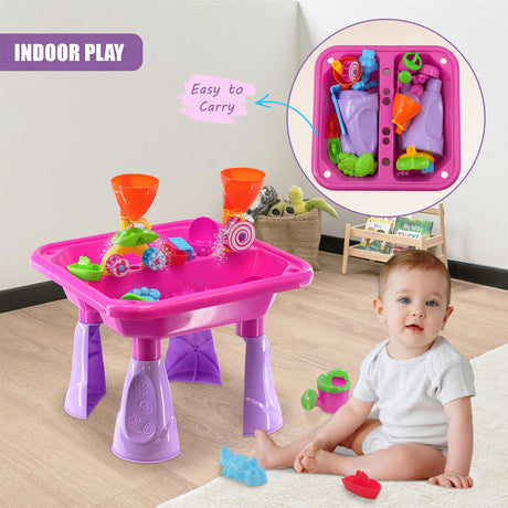Pink Sand and Water Table Garden Sandpit Play Set by The Magic Toy Shop - UKBuyZone