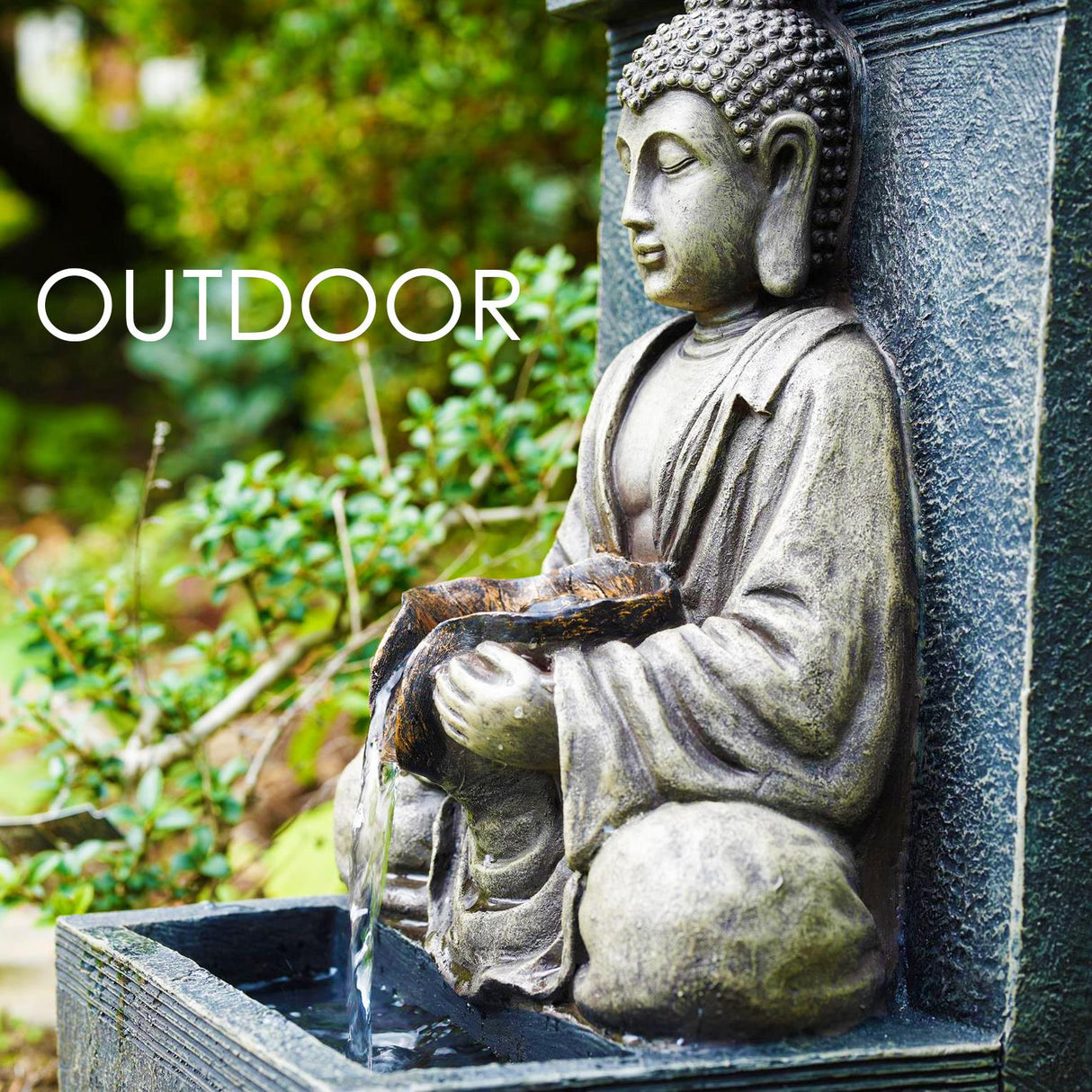 Solar Water Fountain Stone Buddha by GEEZY - UKBuyZone