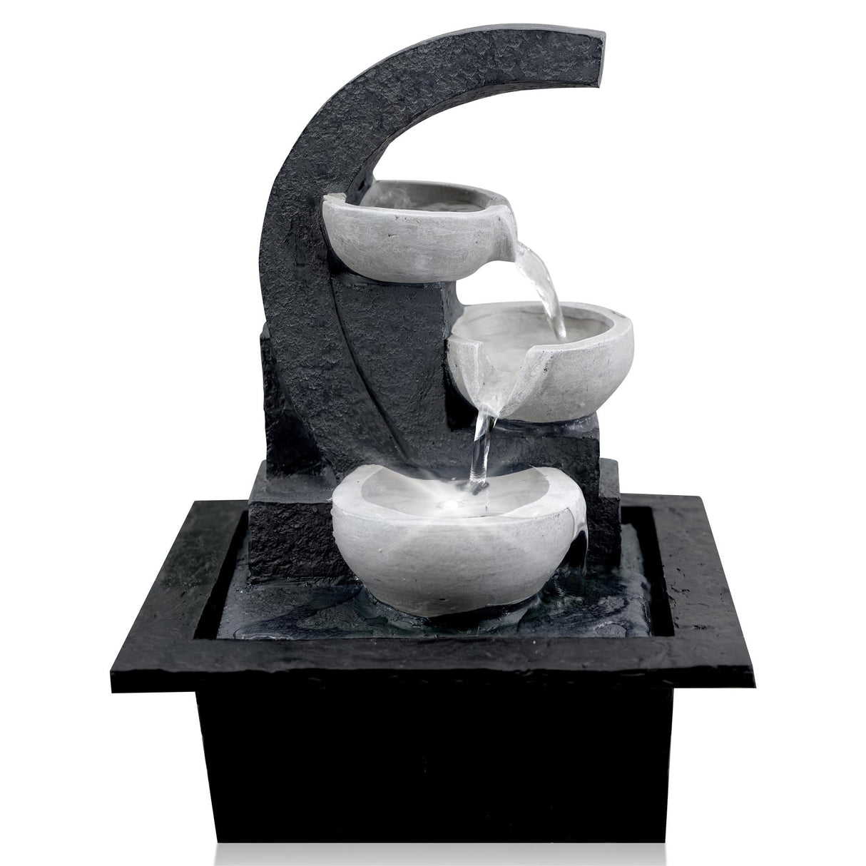 White Bowls Water Feature Indoor With LED by GEEZY - UKBuyZone