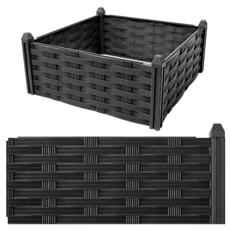 Raised Flower Bed Garden Fence Lawn Edging Rattan Effect Pot Planter, 4 Piece by GEEZY - UKBuyZone