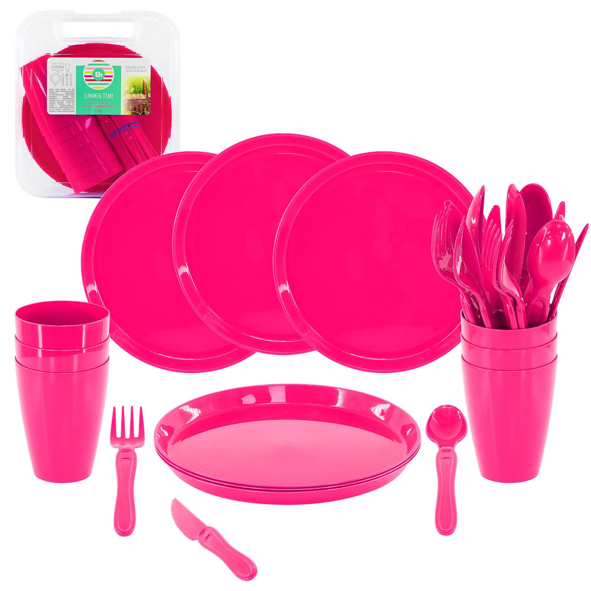 Pink Camping Set For Six 31 Pieces by GEEZY - UKBuyZone