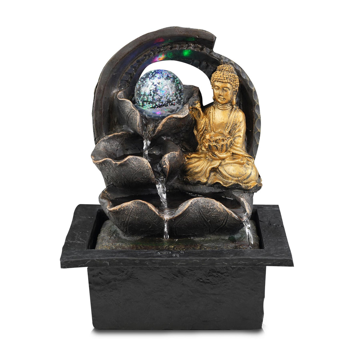 Buddha Crystal Ball Water Feature Indoor With LED by GEEZY - UKBuyZone