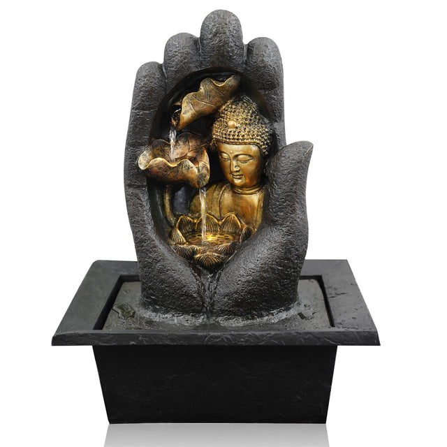 Hand Buddha Water Feature Indoor With LED by GEEZY - UKBuyZone