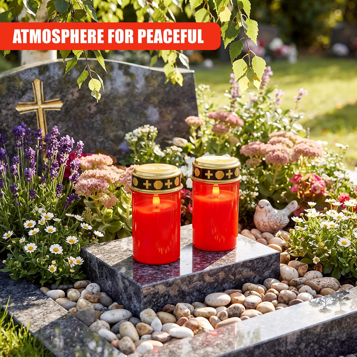 Set of 2 LED Grave Candles