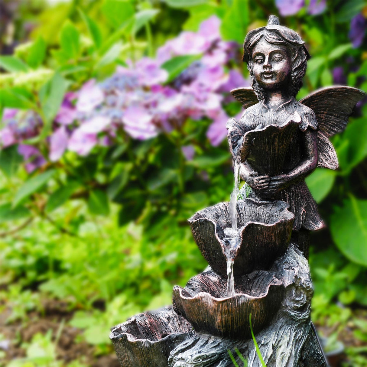 Fairy Solar Water Feature Outdoor With LED by GEEZY - UKBuyZone