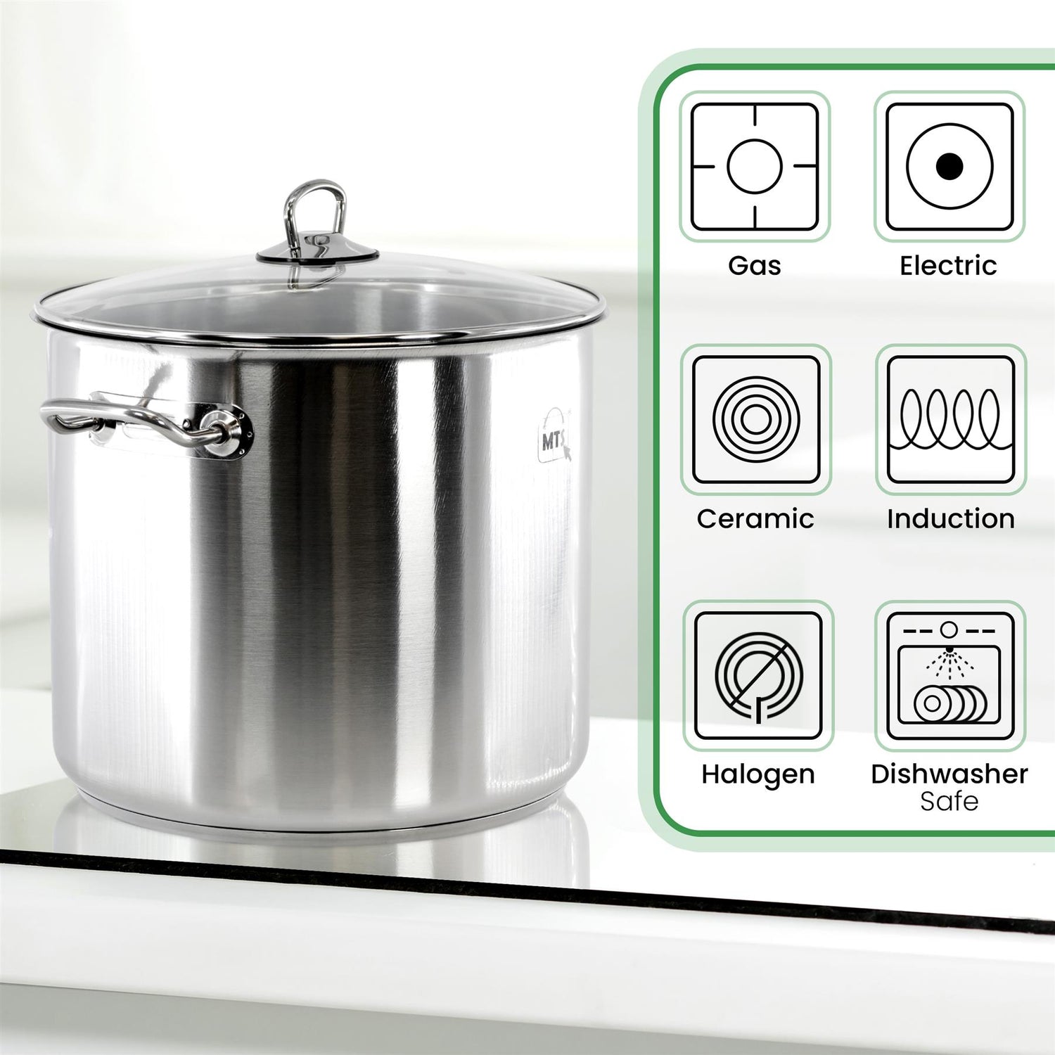 20 Litre Stock Pot With Glass Lid by MTS - UKBuyZone