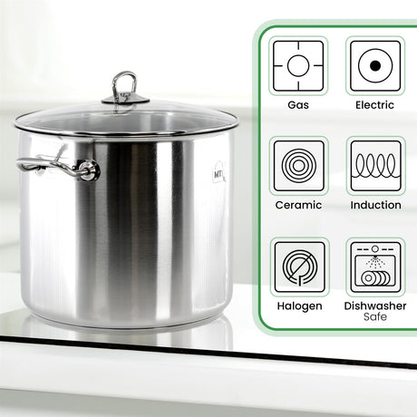 20 Litre Stock Pot With Glass Lid by MTS - UKBuyZone