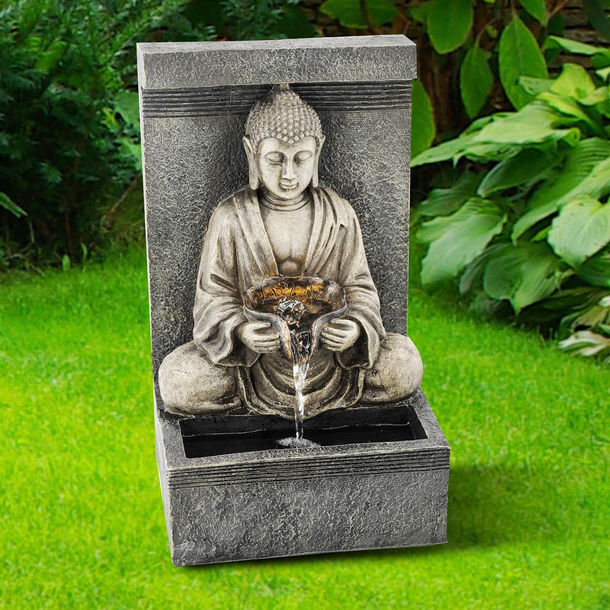 Solar Water Fountain Stone Buddha by GEEZY - UKBuyZone