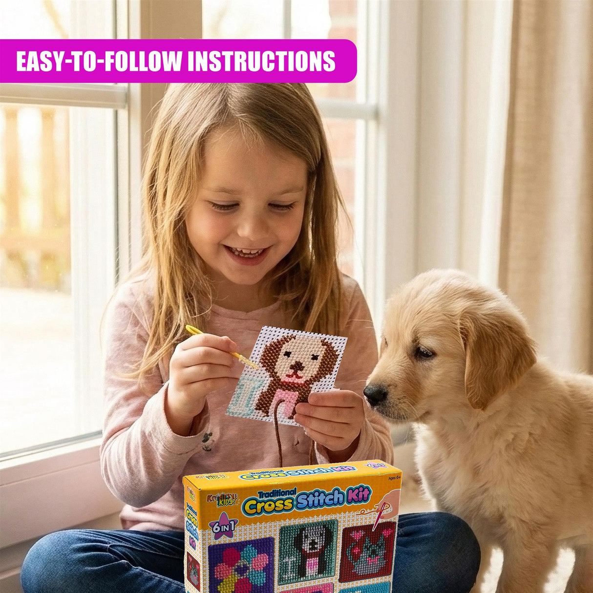 6 in 1 Traditional Cross Stitch Kit for Kids