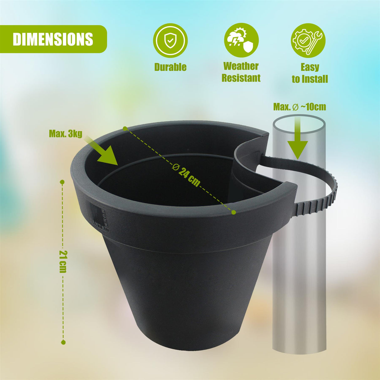 Black Drainpipe Planter by GEEZY - UKBuyZone