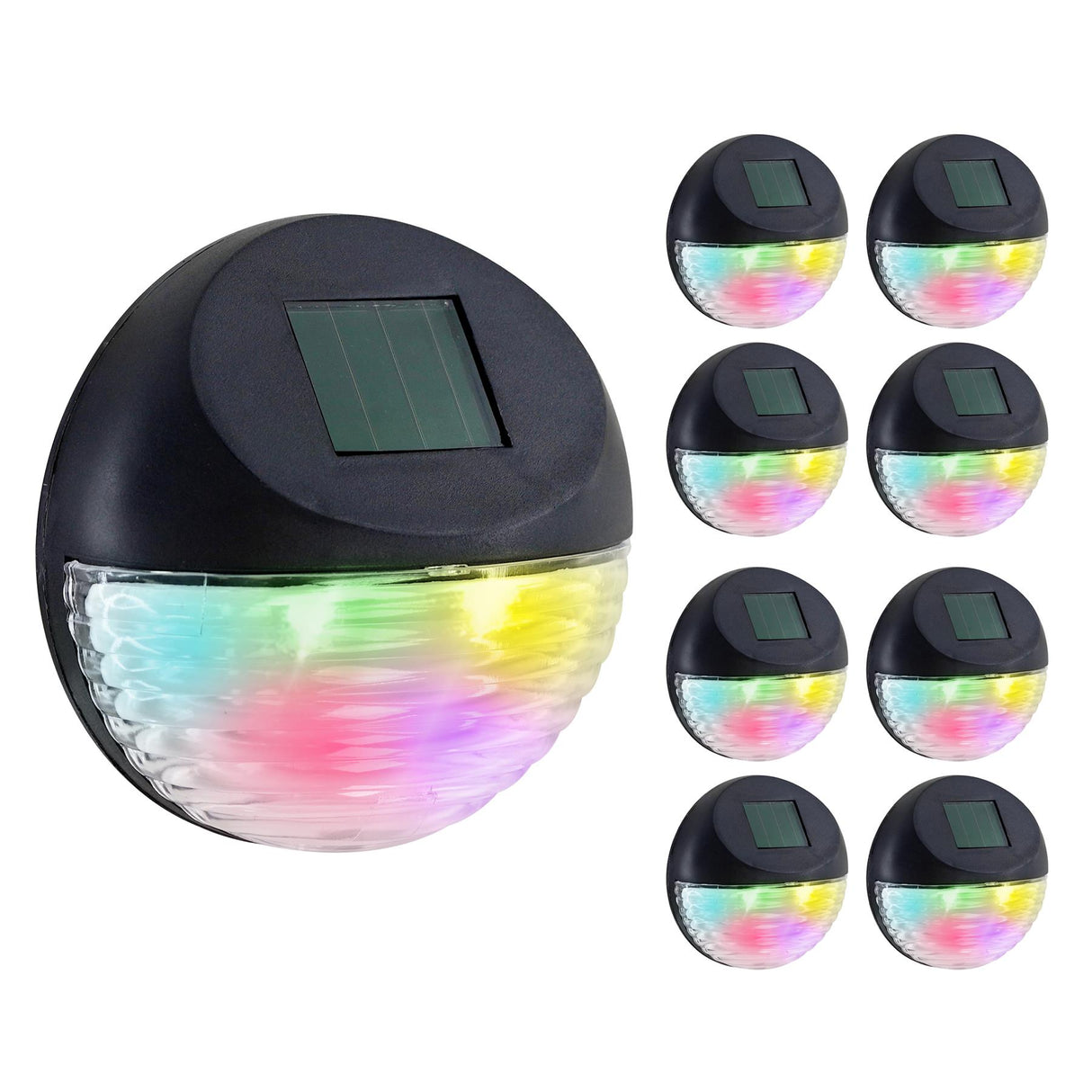 Solar Fence Lights, Set of 8 – RGB LED, Black by GEEZY - UKBuyZone