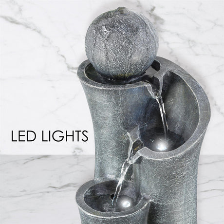 Ball on Top Water Feature Outdoor With LED by GEEZY - UKBuyZone