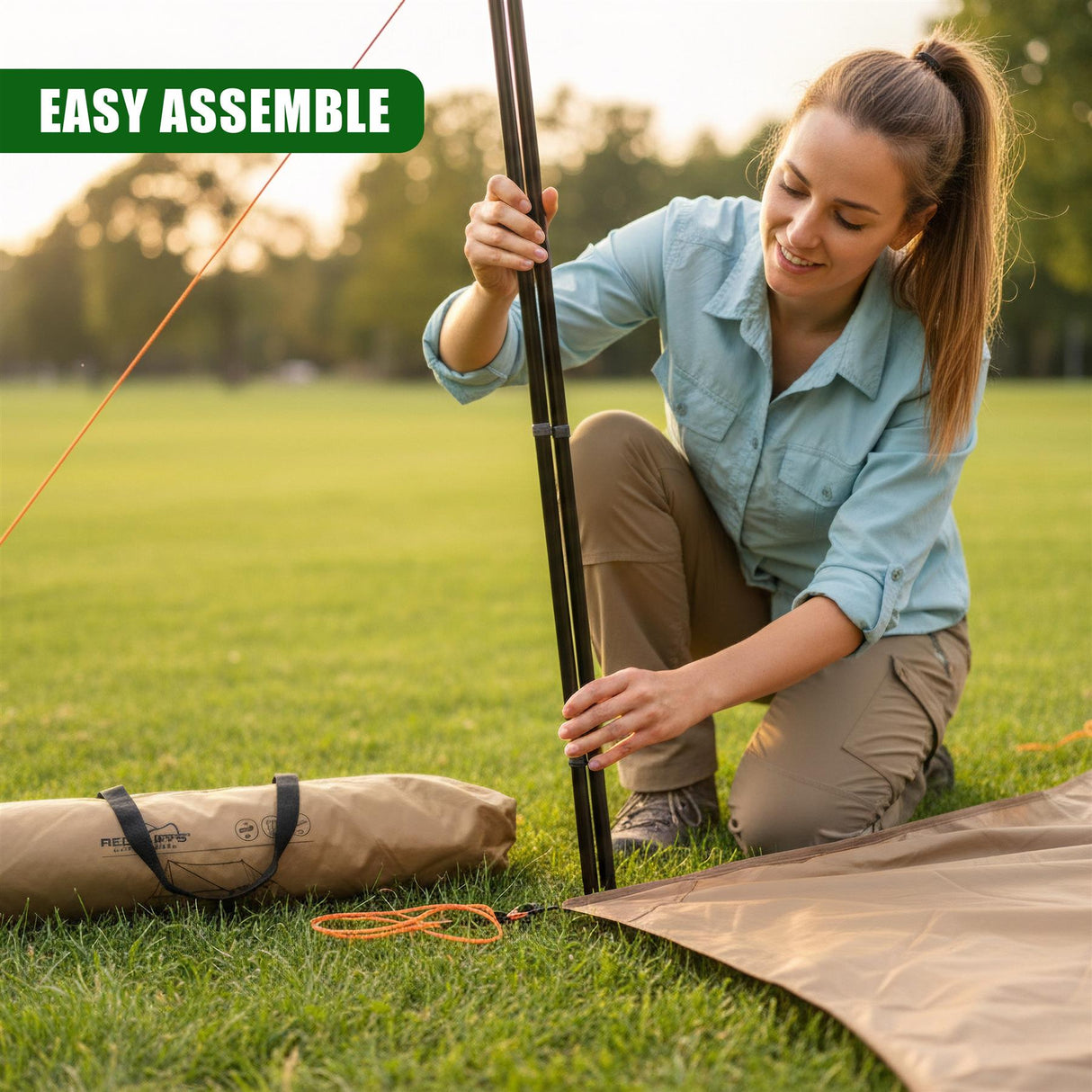 Camping Tarp Shelter Set with Poles