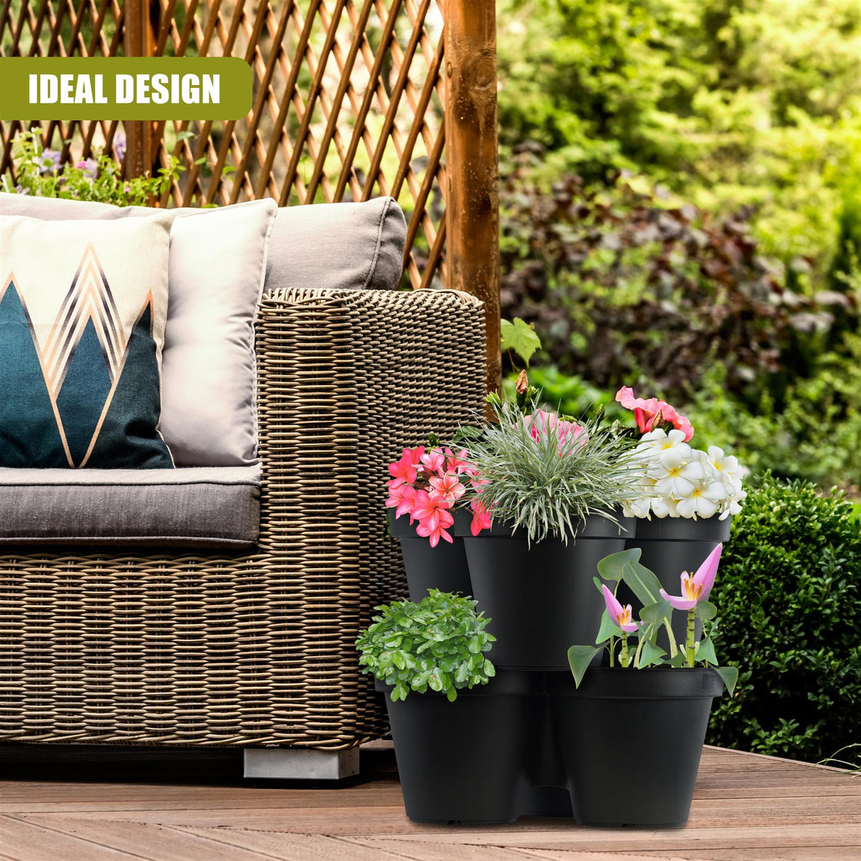 Stackable Vertical Garden Flower Pot Strawberry Planter by GEEZY - UKBuyZone