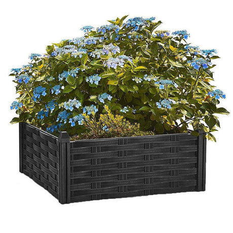 Raised Flower Bed Garden Fence Lawn Edging Rattan Effect Pot Planter, 4 Piece by GEEZY - UKBuyZone