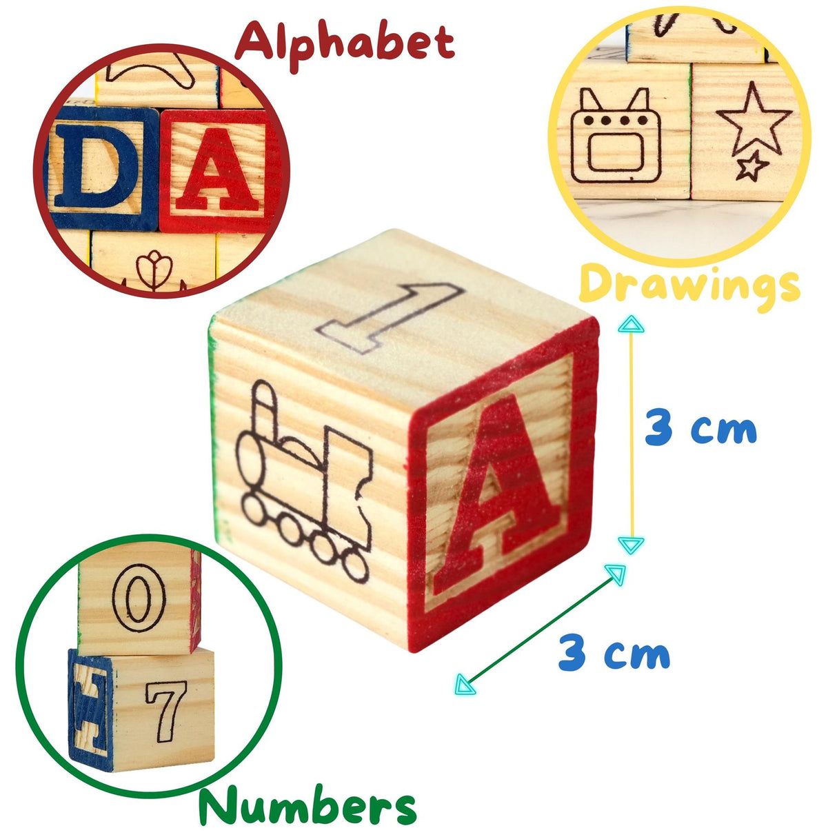 Wooden Block Set ABC 123 Number Block Set by MTS - UKBuyZone