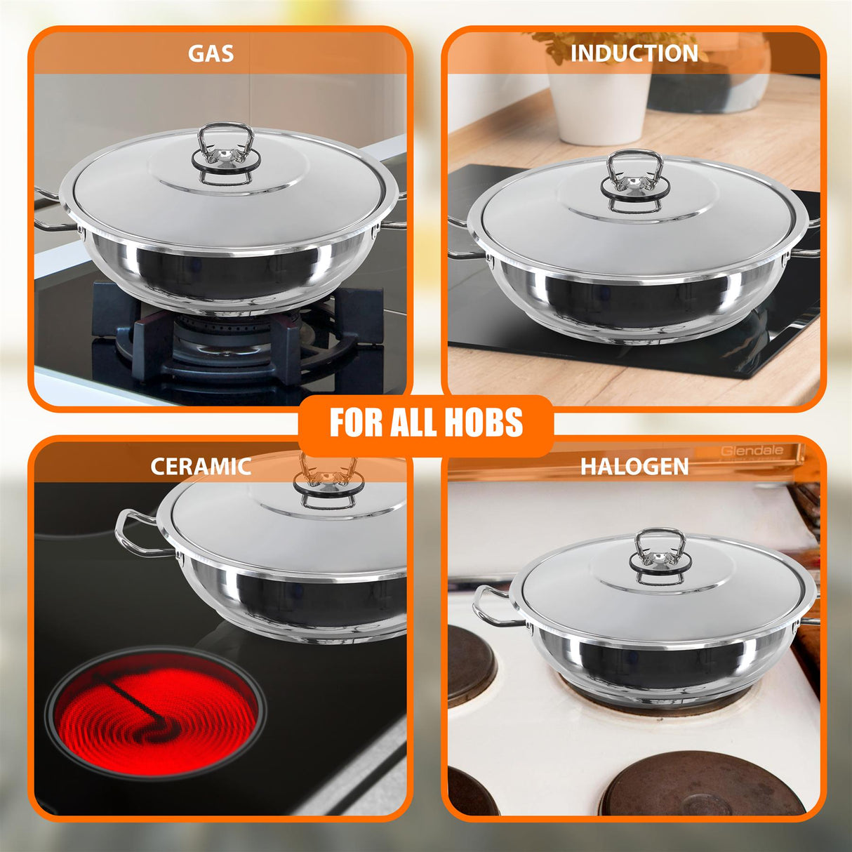 Gastro Shallow Pot With Lid 24 x 6 cm by Hascevher - UKBuyZone