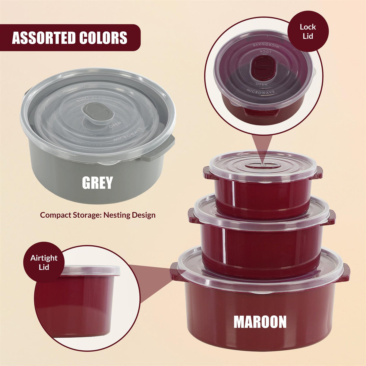 Microwave Bowls with Vented Lids - Set of 3 by GEEZY - UKBuyZone