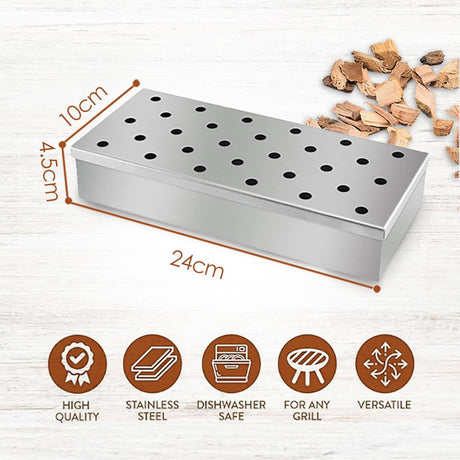 BBQ Smoker Box for Wooden Chips by GEEZY - UKBuyZone