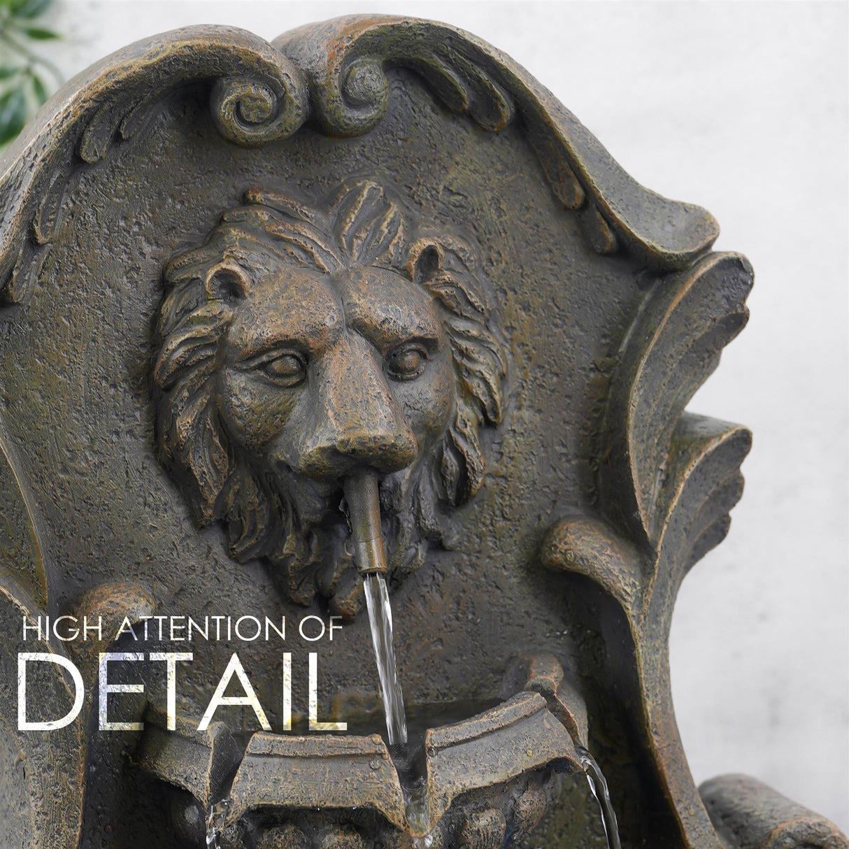Lion Water Feature Outdoor With LED by GEEZY - UKBuyZone