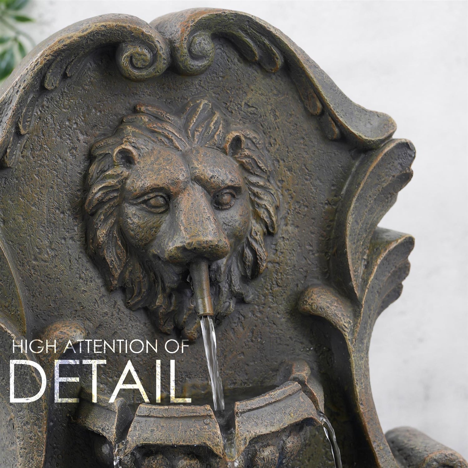 Lion Water Feature Outdoor With LED by GEEZY - UKBuyZone