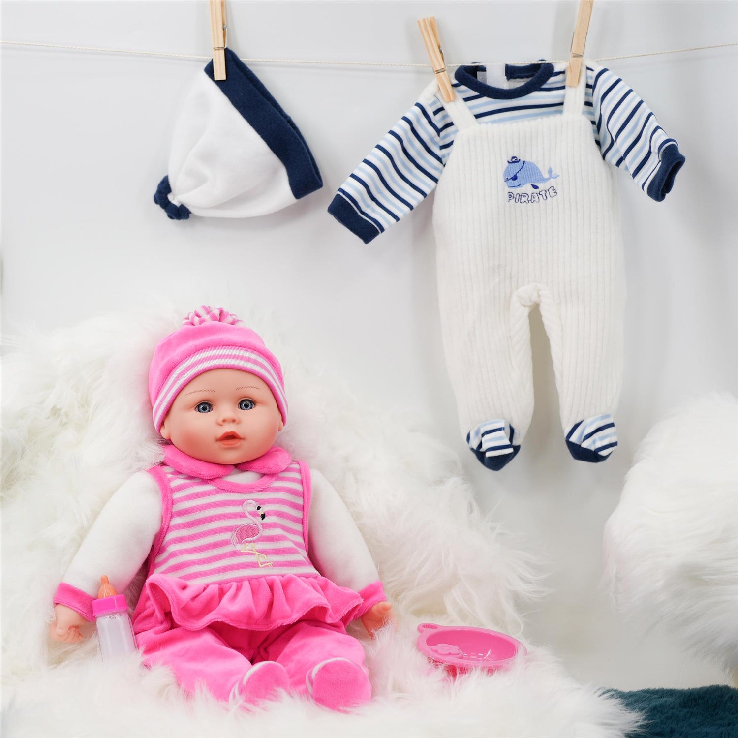 BiBI Baby Girl with Accessories & Bonus Outfit (40 cm / 16") by BiBi Doll - UKBuyZone