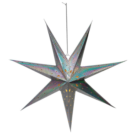 Large LED Paper Hanging Star Silver by Geezy - UKBuyZone