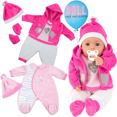 BiBi Outfits - Set of Two Doll Clothes (Pink Elephant & Pink) (50 cm / 20") by BiBi Doll - UKBuyZone