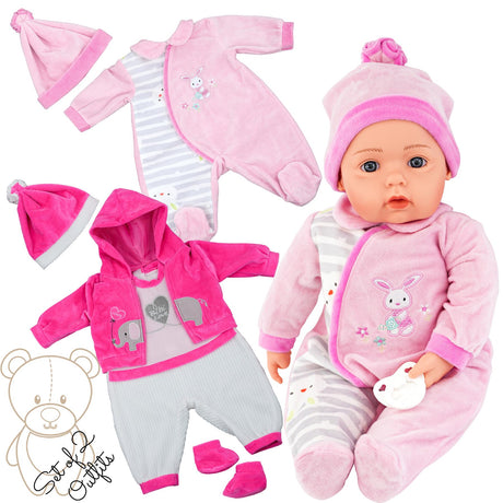 BiBi Outfits - Set of Two Doll Clothes (Pink Elephant & Pink) (50 cm / 20") by BiBi Doll - UKBuyZone