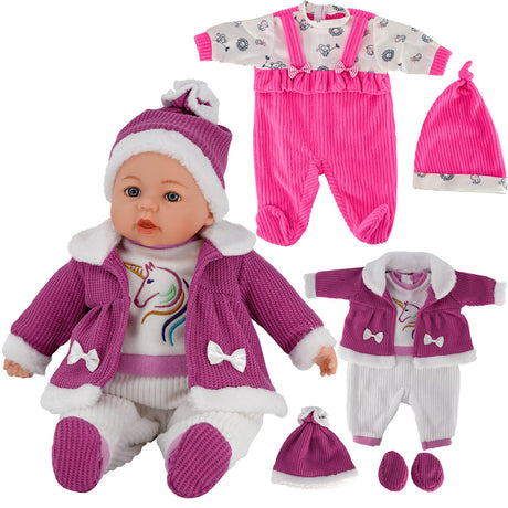 BiBi Outfits - Set of Two Doll Clothes (Hot Pink & Purple Coat) (45 cm / 18") by BiBi Doll - UKBuyZone