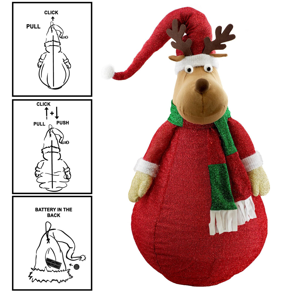 Collapsible Raindeer Christmas Decoration with LED lights by The Magic Toy Shop - UKBuyZone