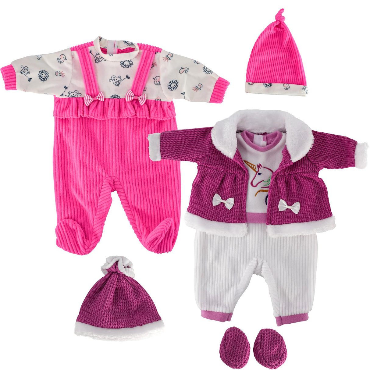 BiBi Outfits - Set of Two Doll Clothes (Hot Pink & Purple Coat) (45 cm / 18") by BiBi Doll - UKBuyZone