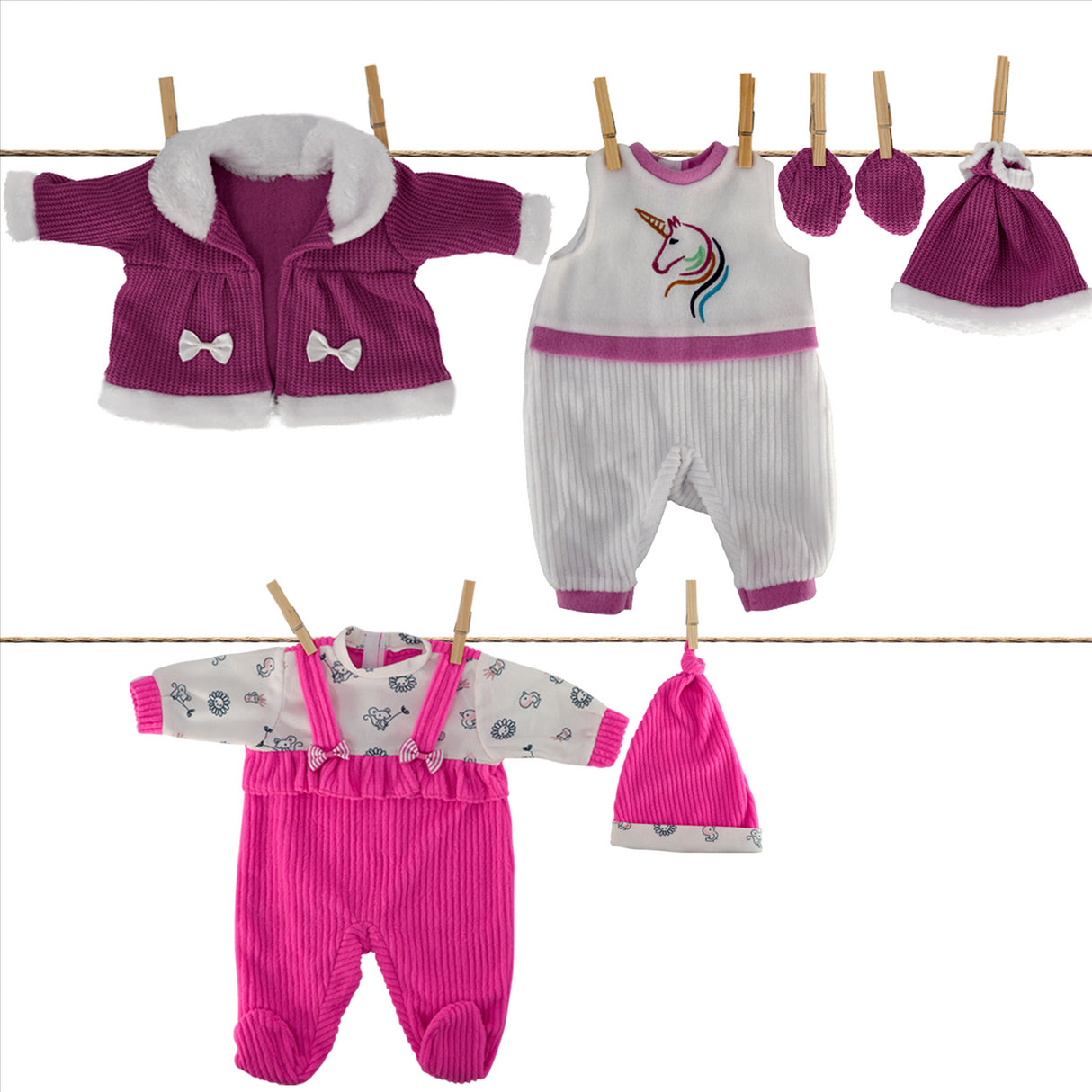 BiBi Outfits - Set of Two Doll Clothes (Hot Pink & Purple Coat) (45 cm / 18") by BiBi Doll - UKBuyZone