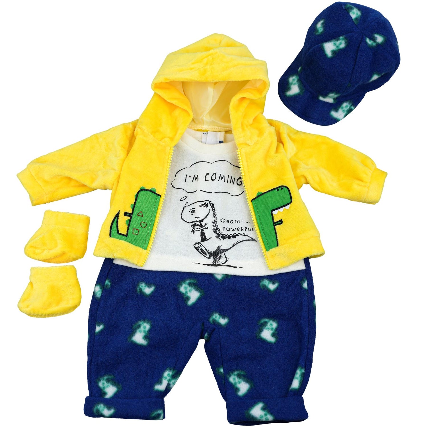 BiBi Outfits - Set of Two Doll Clothes (Blue & Dino) (50 cm / 20") by BiBi Doll - UKBuyZone