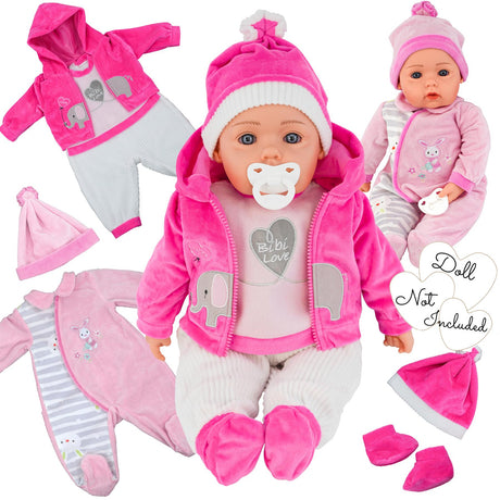 BiBi Outfits - Set of Two Doll Clothes (Pink Elephant & Pink) (50 cm / 20") by BiBi Doll - UKBuyZone